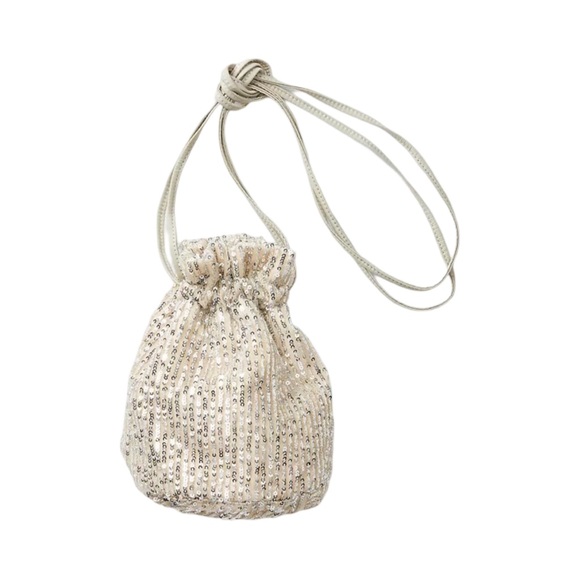 NWT silver sequin drawstring clutch purse - Picture 2 of 6